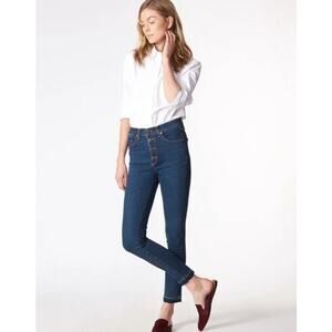 Veronica Beard Debbie 10" Skinny Jeans Vintage Wash Raw Hem Ankle Crop Size 30